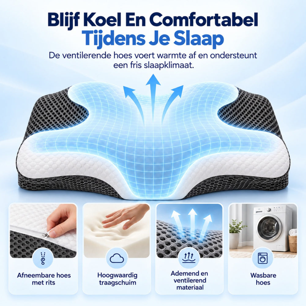 Numora Ergonomisch Hoofdkussen - Memory Foam - Traagschuim Kussen voor Zij- en Rugslapers - Vlinderkussen - Nekondersteuning - Ademend Slaapkussen