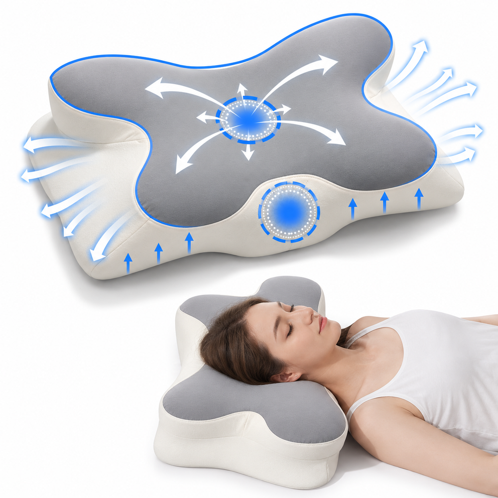 Numora Ergonomisch Hoofdkussen - Memory Foam - Traagschuim Kussen voor Zij- en Rugslapers - Vlinderkussen - Nekondersteuning - Ademend Slaapkussen